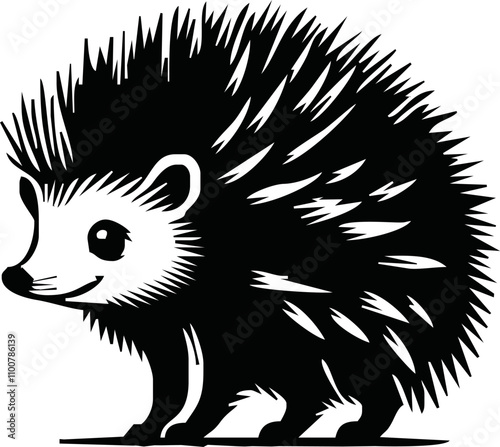 Hedgehog outline and symbols. Dark level variety basic exquisite white foundation Hedgehog animal vector and silhouette icon.