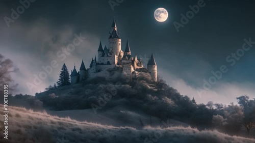 Wallpaper Mural the witch's castle on the hill and the moon Torontodigital.ca