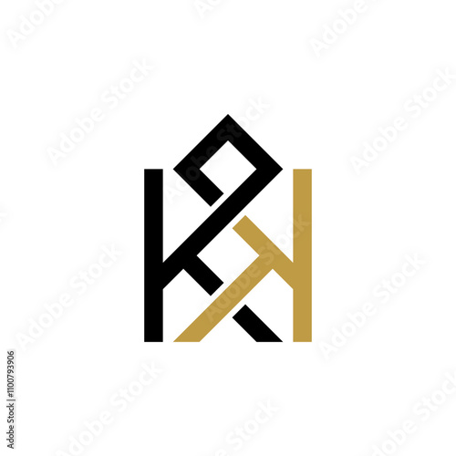 double letter k black and gold initial kk logo vector