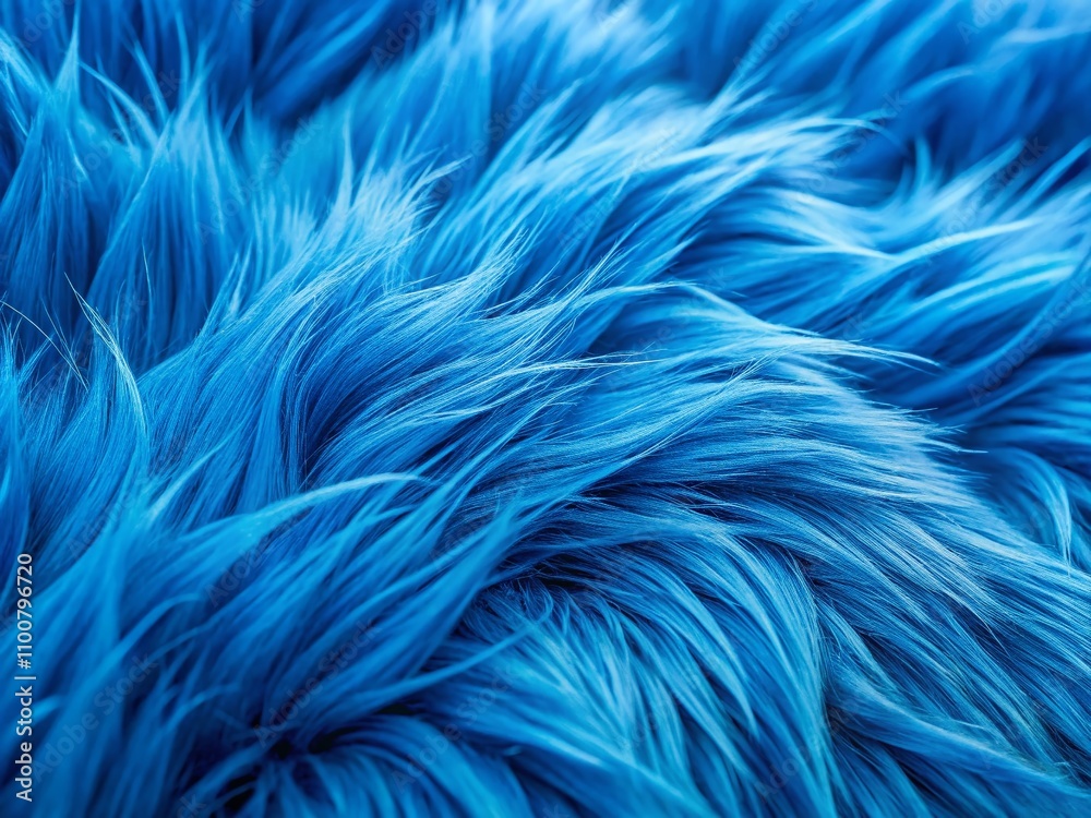 Obraz premium Textured Blue Artificial Fur: Captivating Close-Up Image Emphasizing the Luxurious Depth and Softness of Faux Fur, Perfect for Fabric Design, Fashion, or Home Decor Projects