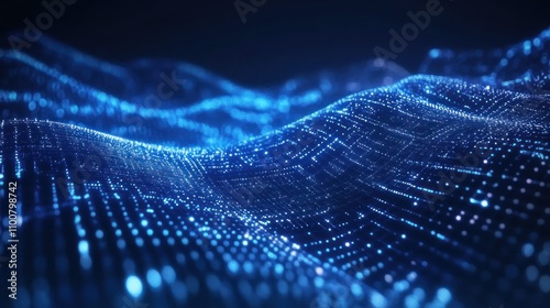 Abstract blue digital wave background.