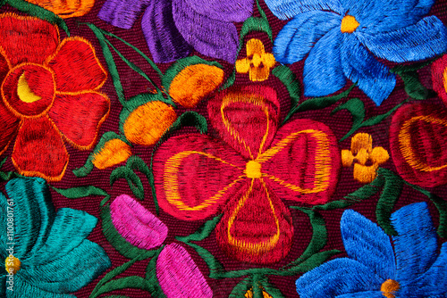 Colorful, vibrant floral patterned Mexican fabric for sale
