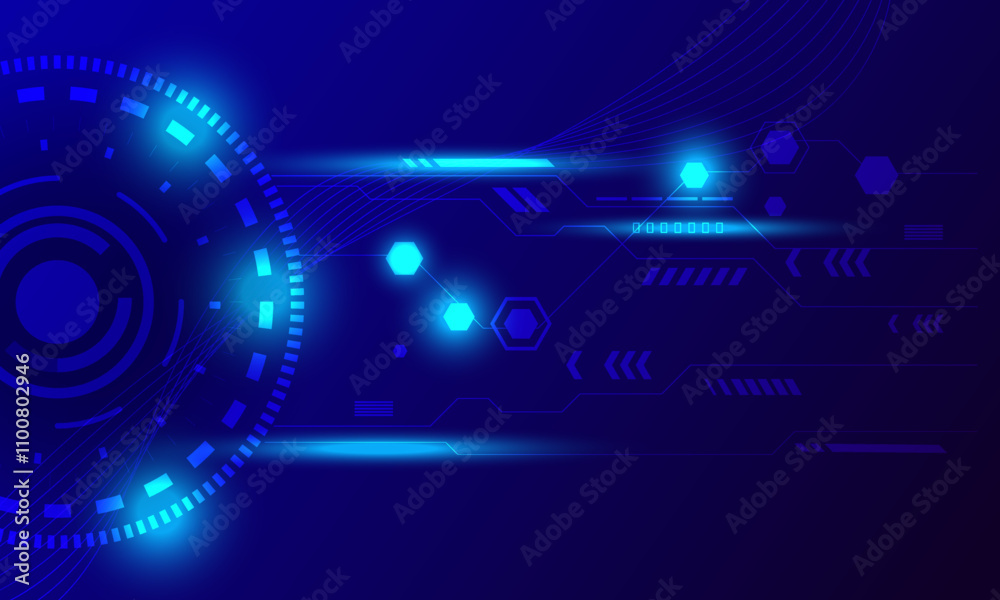 Fototapeta premium blue lines circuit networking high technology electronic abstract background