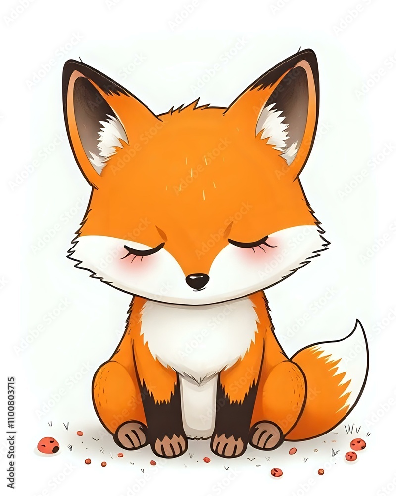 Obraz premium dessin vectoriel d'un petit renard roux triste