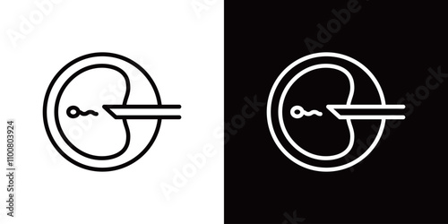 顕微授精のシンプルなラインアイコン