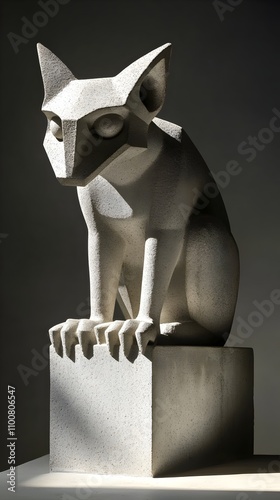 Minimalist Gargoyle Architectural Ornament with Stark Lighting and Geometric Form