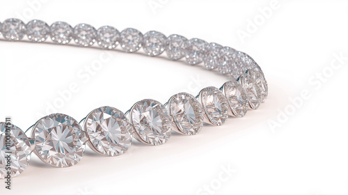 Luxury diamond necklace sparkling on white background