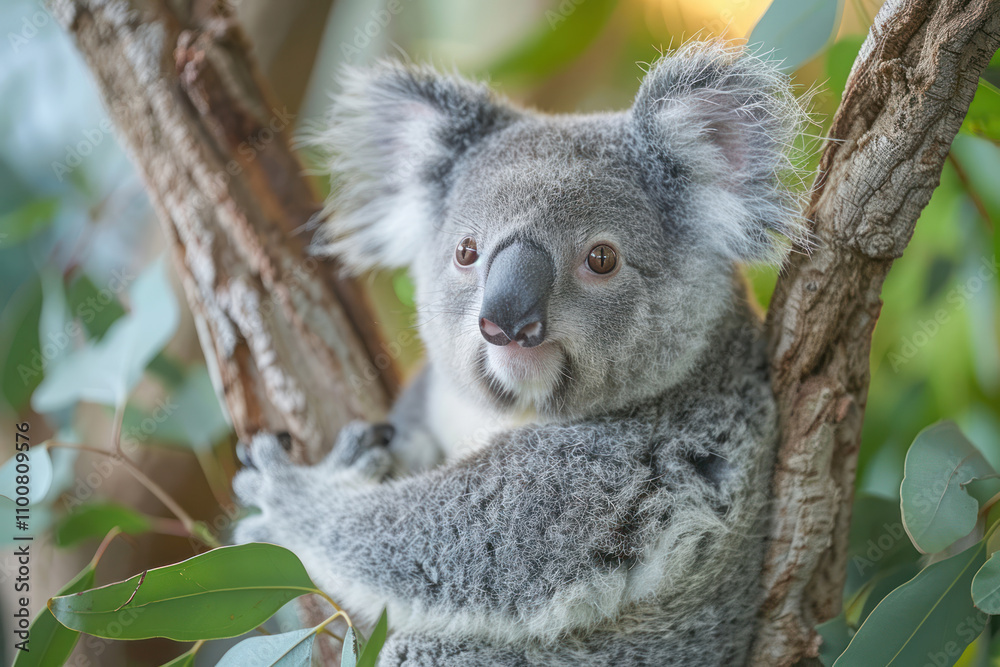 Obraz premium Koala on Branch,. 