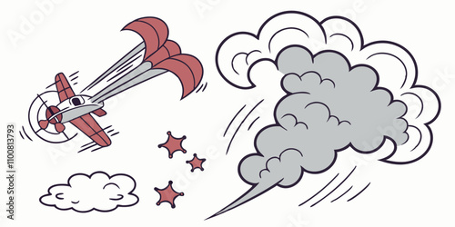 Cartoon smoke clouds. Comic smoke flows, dust, smog and smoke steaming cloud silhouettes isolated vector illustration set. Wind silhouette steaming, smoke explosion, comic cloud collection

