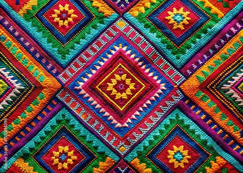Vibrant Geometric Patterns of Traditional Mexican Textiles Showcasing Rich Cultural Heritage and Intricate Detailing for a Stunning Visual Experience in Conceptual Photography