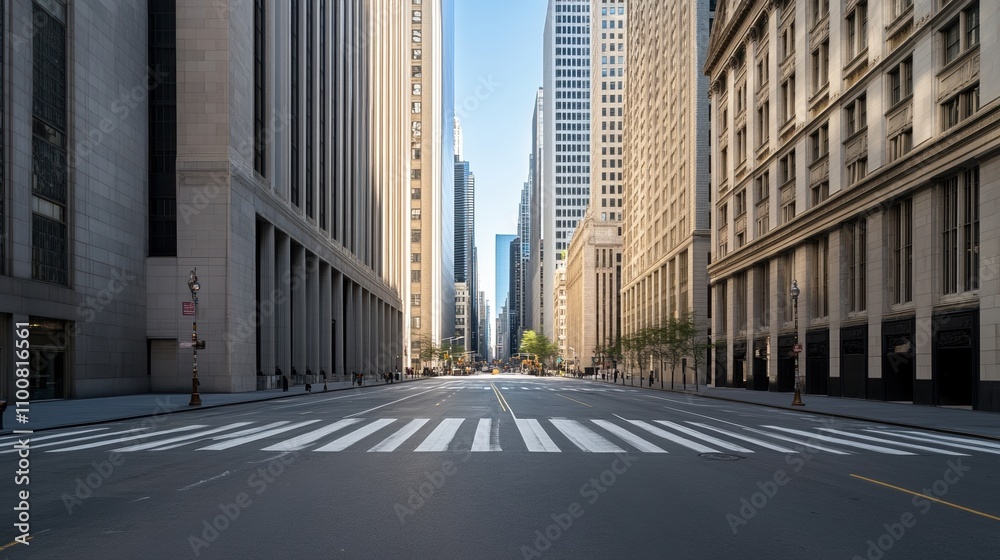 Obraz premium Empty streets reflecting economic uncertainty amid stock market turmoil and financial instability in urban centers