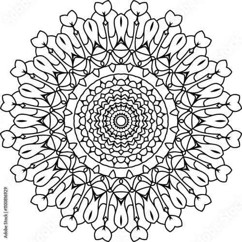 Circular pattern in mandala shape for Henna  Mehndi  tattoo  decoration. Decorative ornament in ethnic oriental style