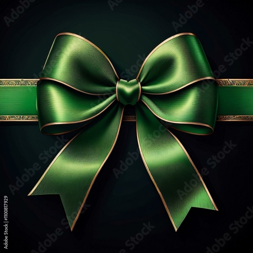 green bow on black background