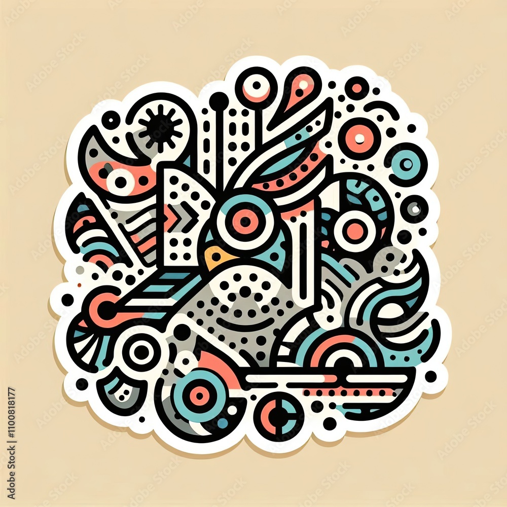 Naklejka premium pattern icon drawing illustration sticker, ai