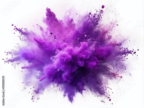 Vibrant Purple Violet Lilac Color Powder Explosion for Festive Celebrations and Colorful Parties, Isolated Graphic Resource for Creative Projects and Event Promotions photo