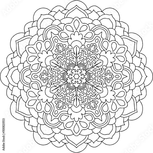 Circular pattern in mandala shape for Henna  Mehndi  tattoo  decoration. Decorative ornament in ethnic oriental style