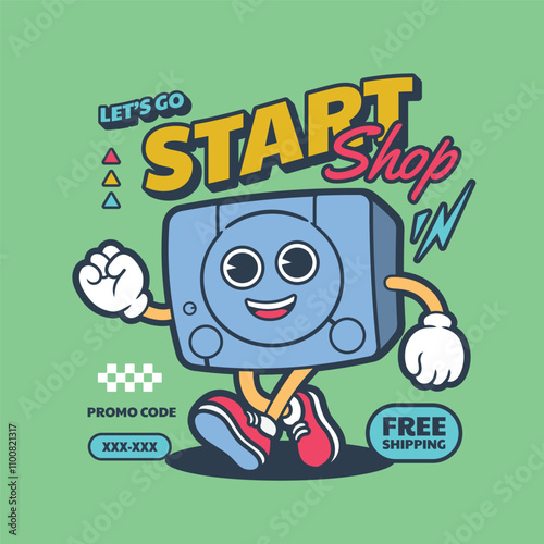 Illustration game console mascot design