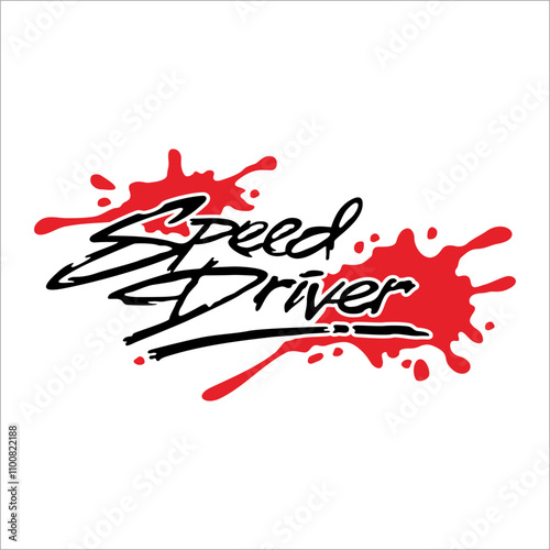 The speed driver writing is decorated with red splashes