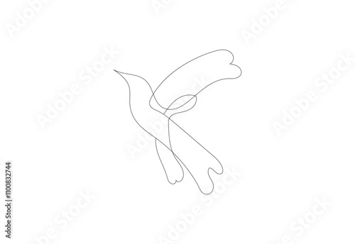 Continuous line art Bird drawing, Vector design template photo