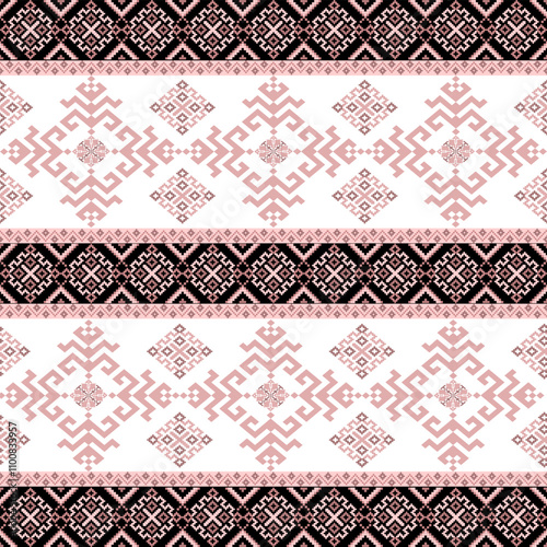 Art Abstract with Pixel Art Designs. Traditional Cross Stitch needlework. Geometric Ethnic Pattern, Embroidery, Textile Ornamental, Fabric, Hand Stitch Pattern, Cultural Stitching Pixel Art