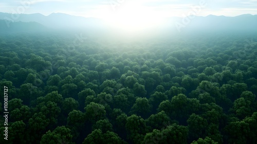 Misty Forest Aerial View