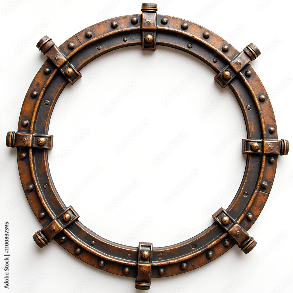 Obraz premium Steampunk circle border copy space area