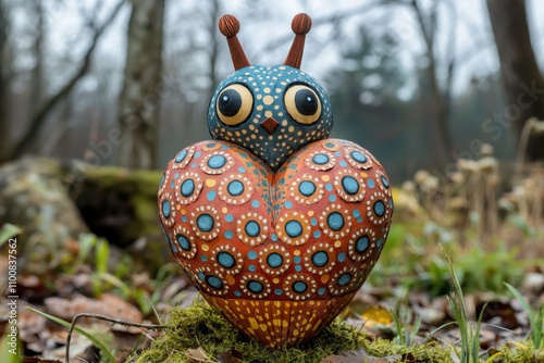 Heart Owl Figurine Nature Crafts Garden Decor photo