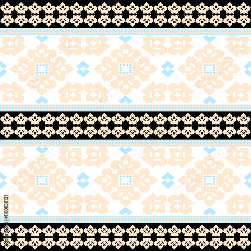 Art Abstract with Pixel Art Designs. Traditional Cross Stitch needlework. Geometric Ethnic Pattern, Embroidery, Textile Ornamental, Fabric, Hand Stitch Pattern, Cultural Stitching Pixel Art