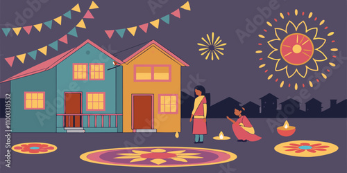 Happy Diwali fetival of lights celebration Indian tradition background. Suitable for banner, social media post design
