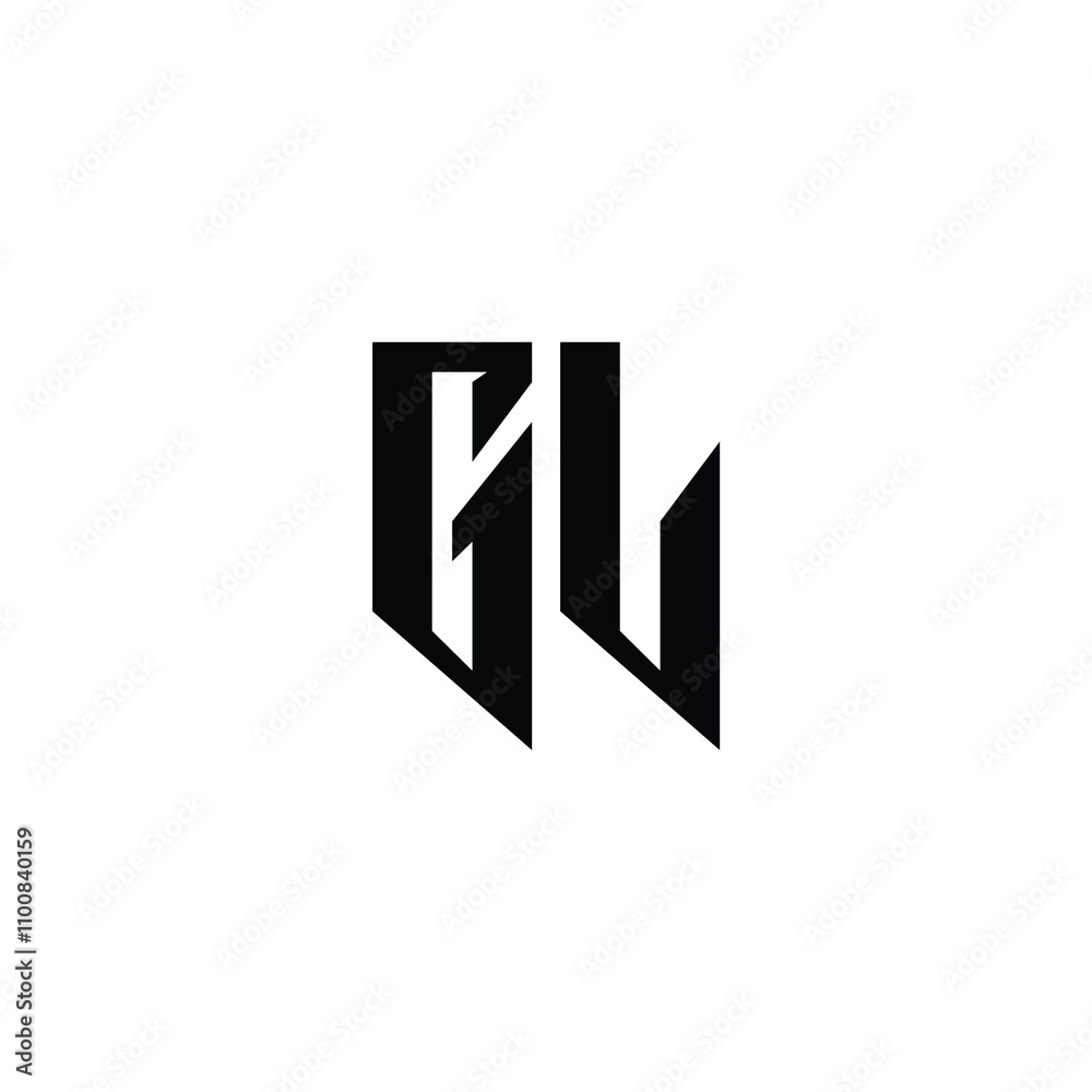 Obraz premium GL monogram logo design letter text name symbol monochrome logotype alphabet character simple logo