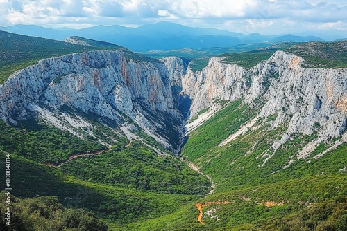 Aerial View of Arhangel Gorge Peloponnese Greece Stunning Canyon Landscape photo