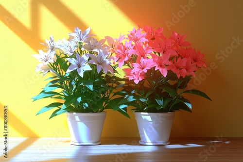 Wallpaper Mural Beautiful Pink and White Lilies in Pots Home Decor Flowers Torontodigital.ca