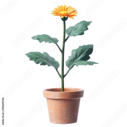 Wallpaper Mural Orange Gerbera Daisy in Terracotta Pot Plant Torontodigital.ca