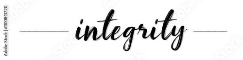 Elegant Black Cursive Integrity Typography Banner with Calligraphy