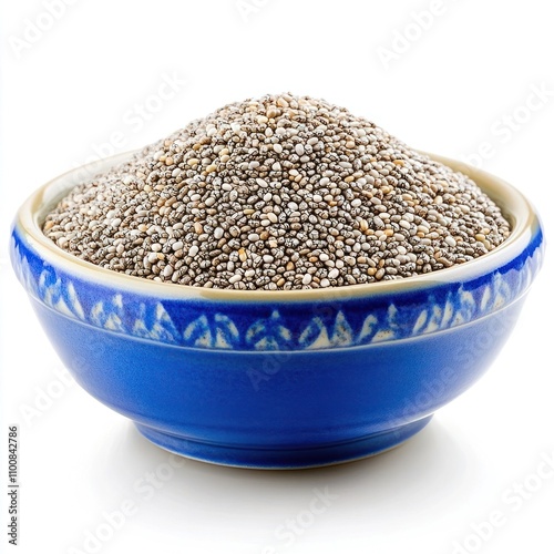 A blue bowl filled with chia seeds photo