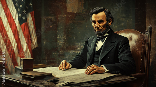 Emancipation Proclamation Document � Stylized image of the historic proclamation, Lincoln's Birthday,