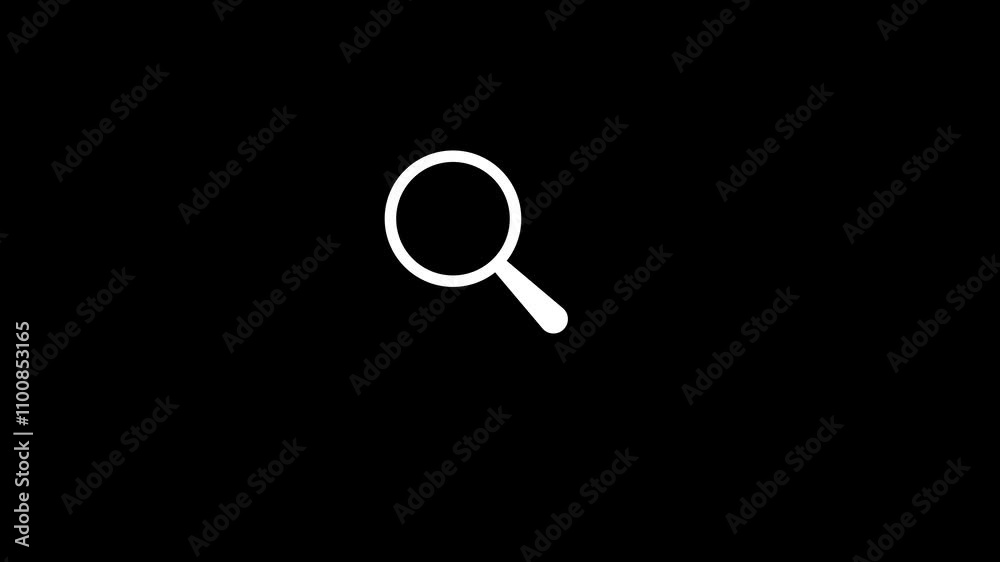 Magnifying glass search icon animation.Magnify glasses search tool animation.