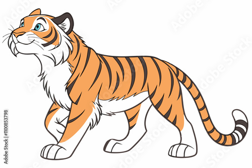 cute Birman tiger realistic vector art illustration