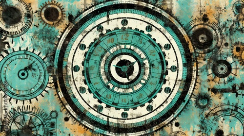 Vintage Clock Detail on Ancient Cathedral in Venice Italy