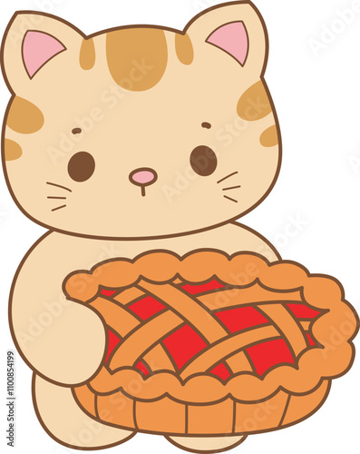Illustration of cute kitty icon.
Funny cat in daily activities elements.
