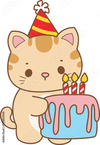 Illustration of cute kitty icon.
Funny cat in daily activities elements.
