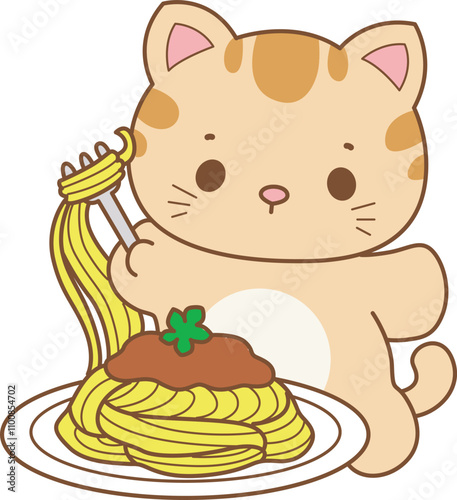 Illustration of cute kitty icon.
Funny cat in daily activities elements.
