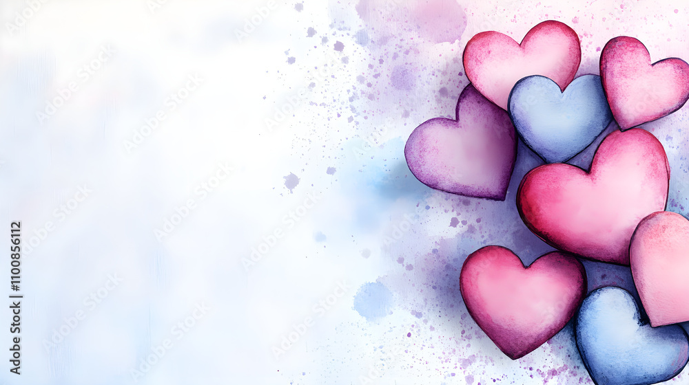 Obraz premium Colorful hearts in various shades create romantic atmosphere