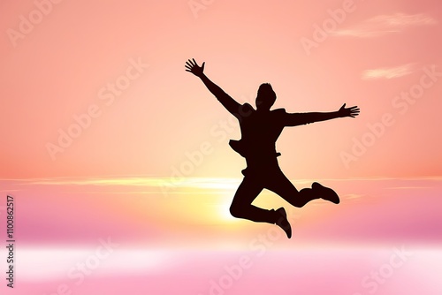 Wallpaper Mural Silhouette man jumping and holding number 3 with birds flying on sunset sky at tropical beach and number like 2025 abstract background. Happy new Torontodigital.ca