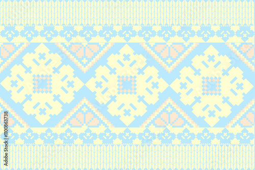 Art Abstract with Pixel Art Designs. Traditional Cross Stitch needlework. Geometric Ethnic Pattern, Embroidery, Textile Ornamental, Fabric, Hand Stitch Pattern, Cultural Stitching Pixel Art
