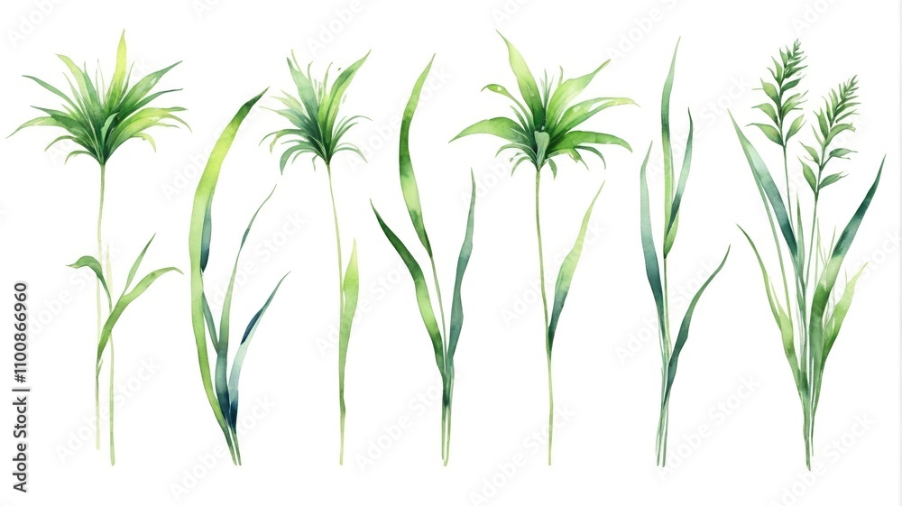 Fototapeta premium a close up of a bunch of green plants on a white background