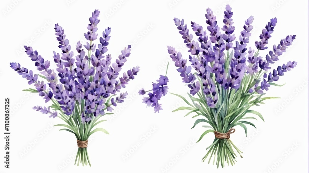 Obraz premium lavender flowers are shown in a row on a white background
