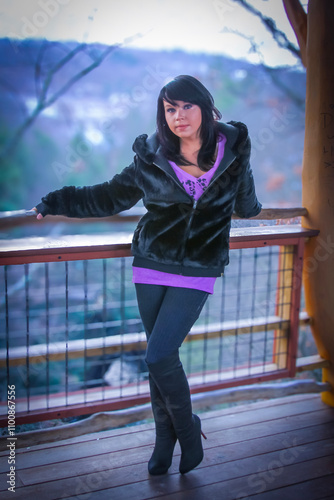 portrait of a woman in winter, beautiful woman in a winter coat