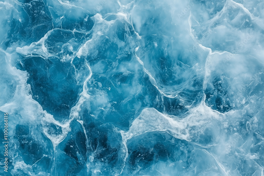 Fototapeta premium Aerial View of Frozen Winter Water Surface