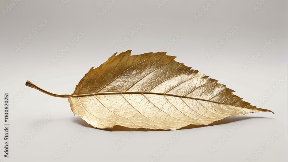 there is a gold leaf that is laying on the ground there is a gold leaf that is laying on the ground